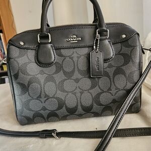Coach Black and Gray Signature Satchel